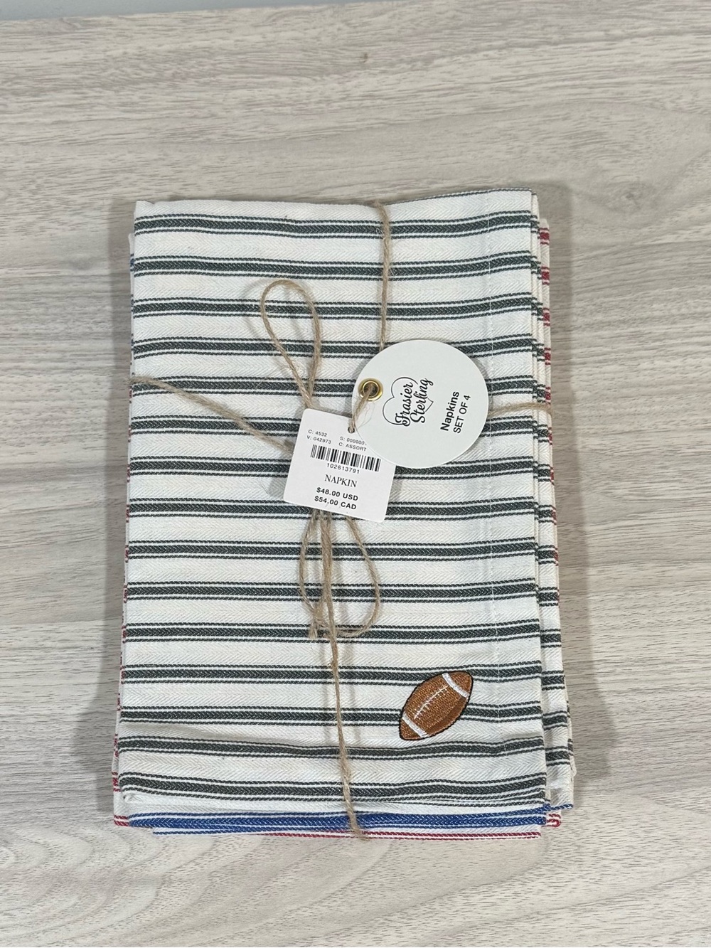 Anthropologie Frasier Sterling Game Day Icon Striped Napkins Set of 4 - Picture 2 of 6